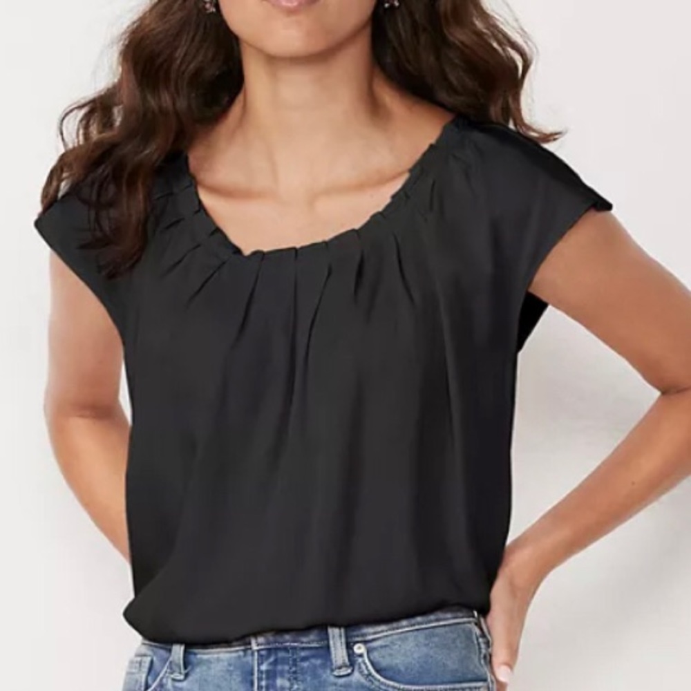 LC Lauren Conrad black pleated blouse